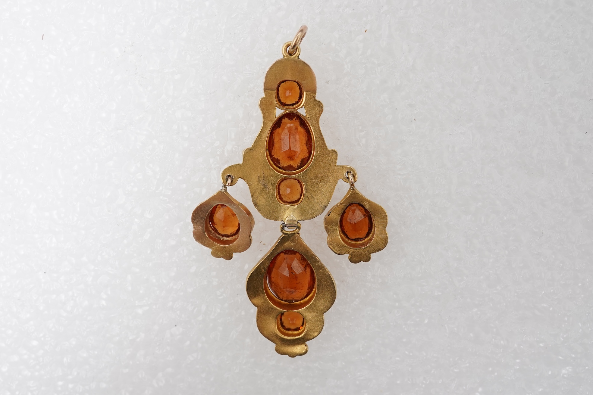 A hessonite garnet pendant, mid 19th century
